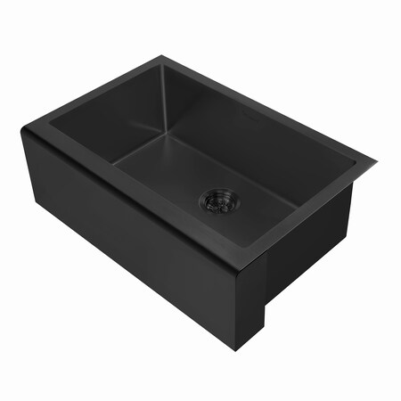 Whitehaus 16 Gauge Sgl Bowl Matte Textured Undermount Sink Set W/ A Seamless Cus WHNPL3020-MBLK